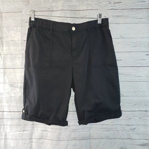 Lemon Way Womens Bermuda Shorts Sz 10 Solid Black‎ Cotton Blend